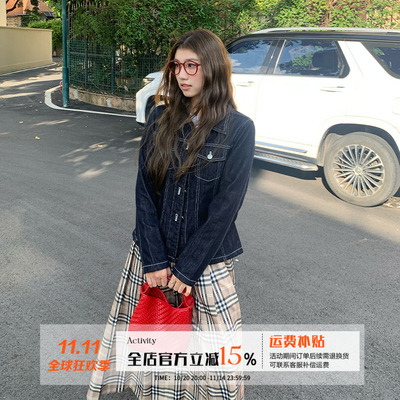 橘子树在哪儿复古丹宁色牛仔外套