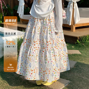 橘子树在哪儿韩系碎花半身裙女夏季高腰宽松显瘦气质a字大摆裙子