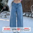 5折款 直筒显瘦裤 橘子树在哪儿蓝色花花刺绣牛仔裤 款 子 女秋季