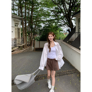 橘子树在哪儿竖条纹防晒长袖衬衫女夏季外搭宽松衬衣遮肉显瘦外套