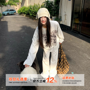 设计感情侣显瘦百搭上衣 t恤女秋季 橘子树在哪儿美式 复古印花长袖