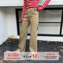 松弛感直筒显瘦休闲拖地裤 女秋季 复古微喇牛仔裤 橘子树在哪儿美式