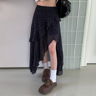 橘子树在哪儿不规则碎花半身裙女夏季设计感小众法式显瘦百搭裙子