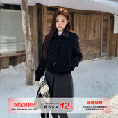 橘子树在哪儿小香风牛角扣圈圈呢外套女冬季 夹棉显瘦气质短款 上衣