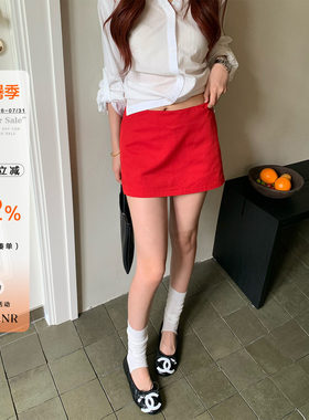 橘子树在哪儿韩系红色半身裙女夏