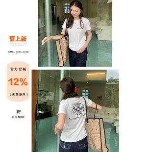 橘子树在哪儿美式十字架印花短袖t恤女夏季透气休闲显瘦百搭上衣