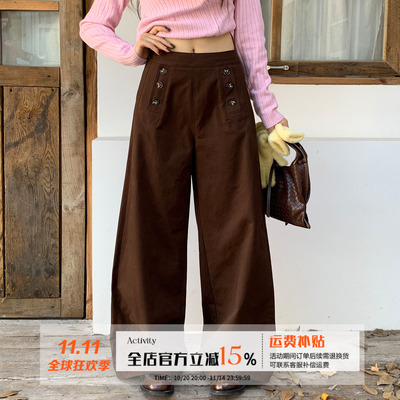 橘子树在哪儿复古口袋休闲裤女秋