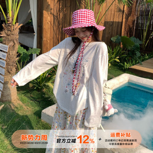 宽松显瘦凉感打底衫 防晒微透罩衫 t恤女春季 橘子树在哪儿韩系长袖