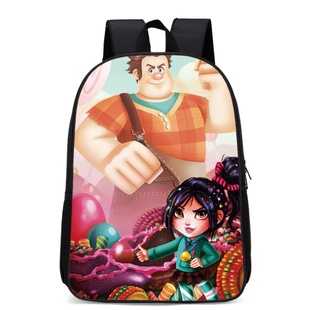 无敌破坏王Wreck-It Ralph黑色书包潮酷印花双肩包通勤上学百搭款