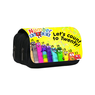 游戏周边数字积木双层笔袋Numberblocks印花学生大容量铅笔文具袋