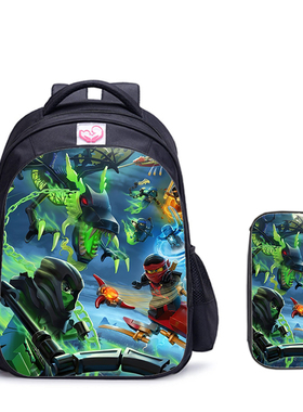 两件套-书包+笔袋-乐高LEGO Ninjago Season 5卡通印花图案