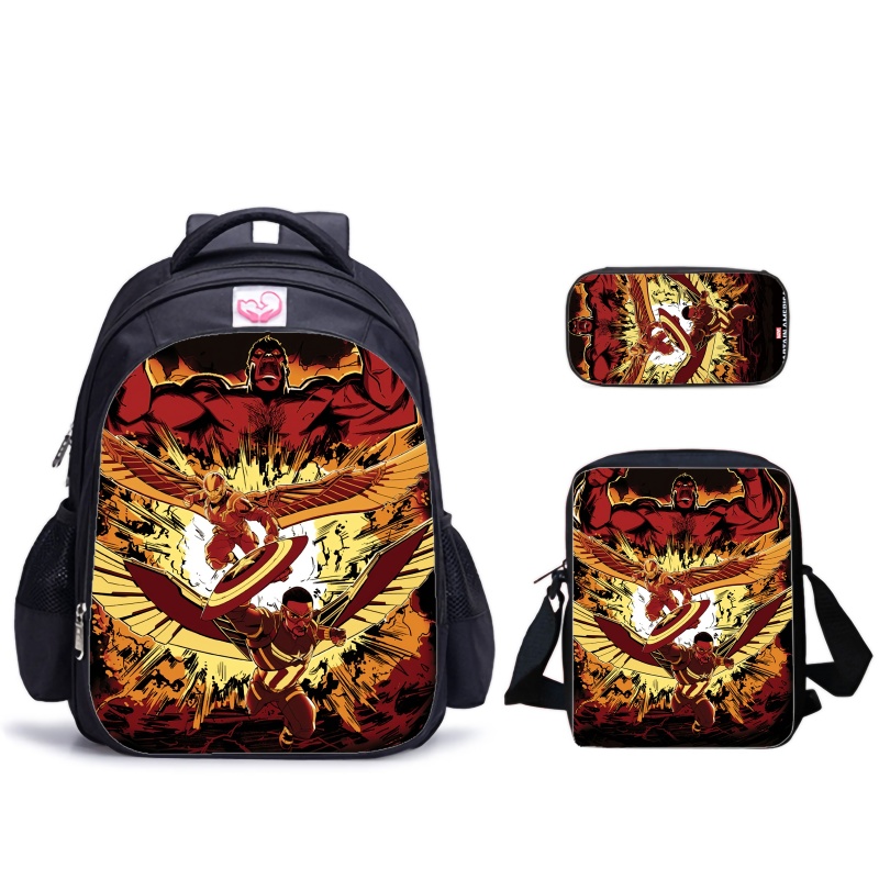 美国队长4卡通印花儿童新款-三件套书包+笔袋+挎包