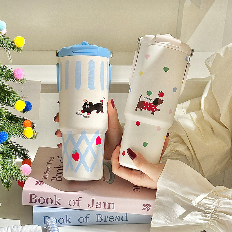 沐韩大容量高颜值不锈钢吸管水杯