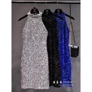 连衣裙 立领背心裙包臀显瘦打底裙无袖 2020新款 亮片闪闪性感修身