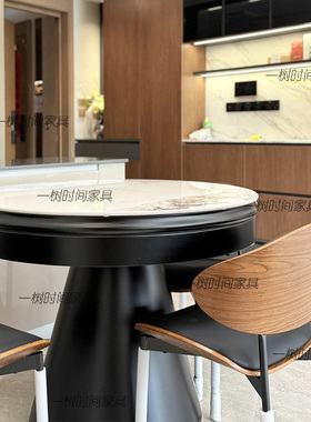 一树时间家具现代简约伸缩可变形圆餐桌家用小户型多功能可定制