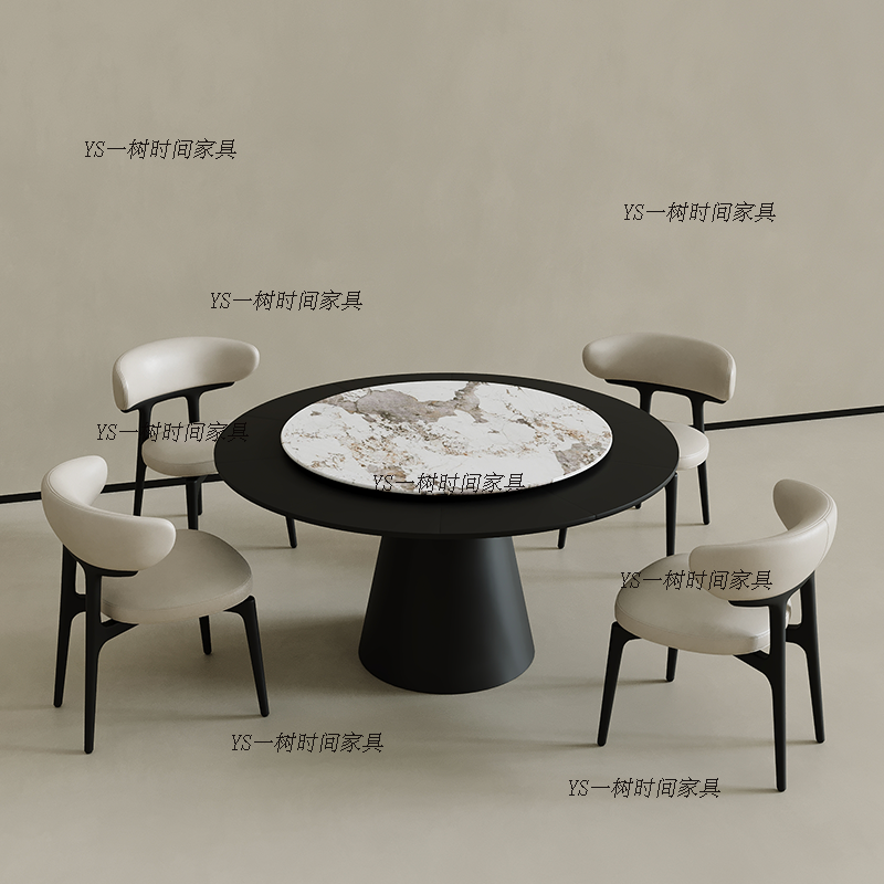 意式简约伸缩旋转变形餐桌小弗莱彻可变家用小户型圆桌可变大饭桌