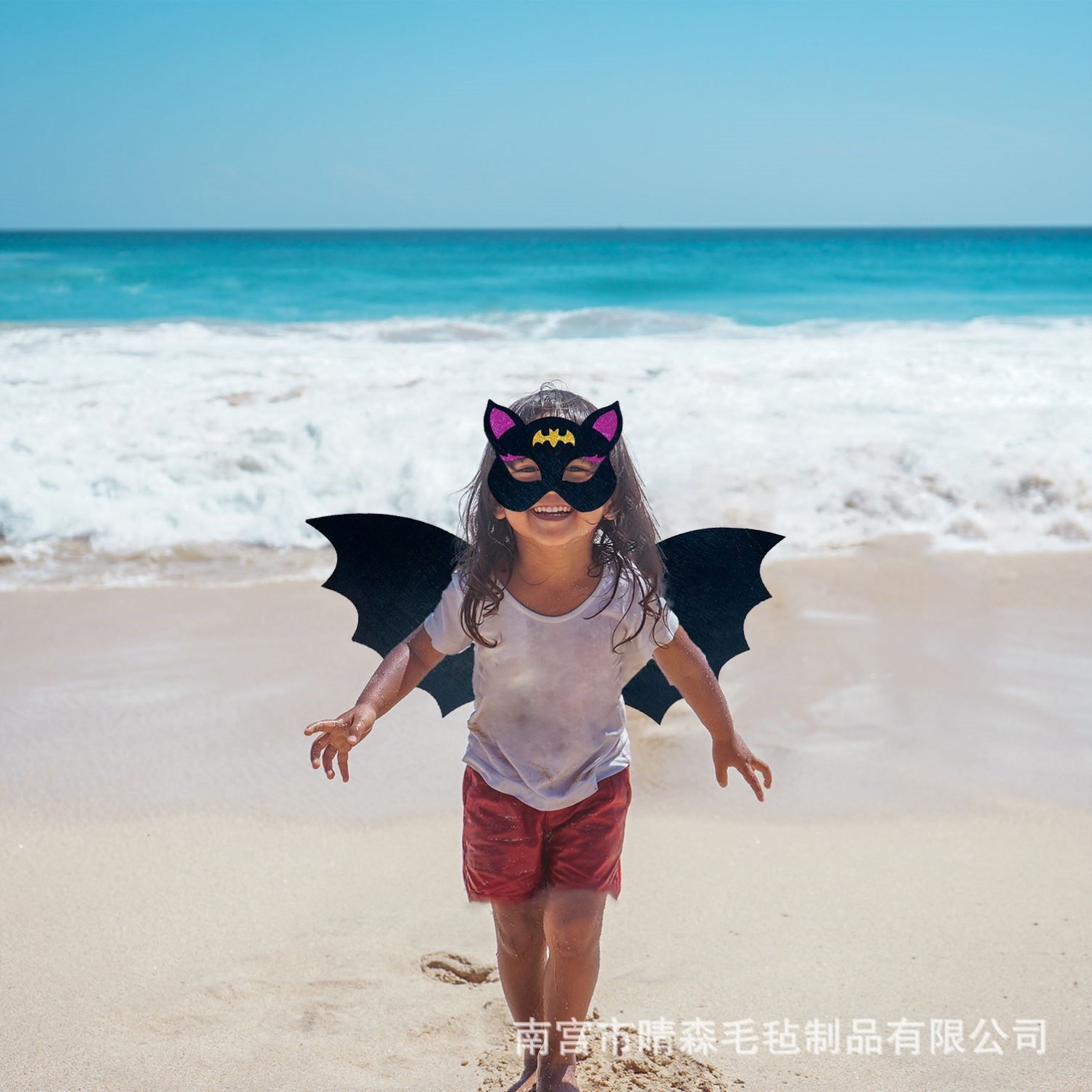 万圣节蝙蝠翅膀面具儿童cos服装扮吸血鬼套装幼儿活动表演道具服