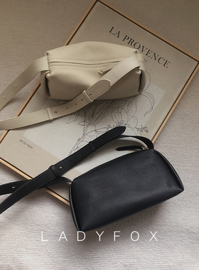 LADYFOX11/25新品简约真皮单肩枕头包女大容量斜挎小方包宽肩带软