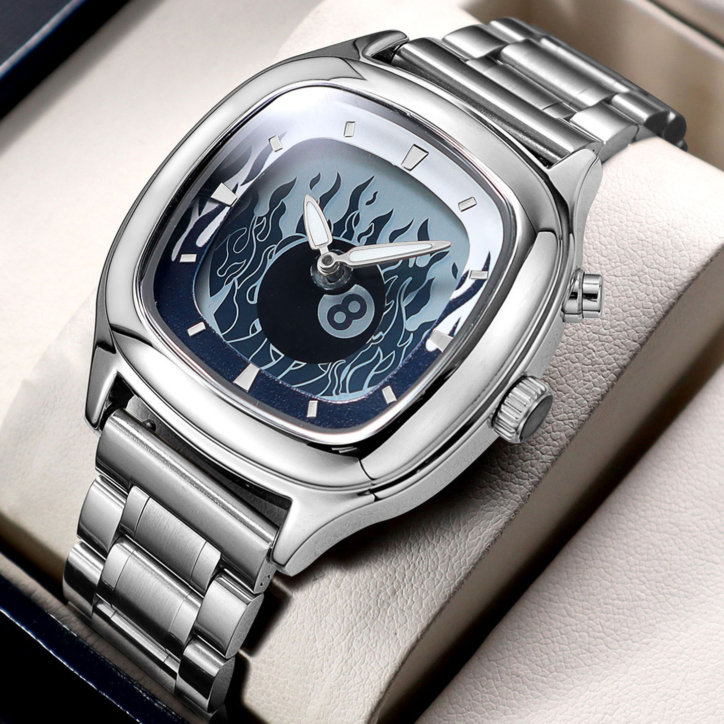 2026千禧年潮流小方表高级感个性动态火焰复古风小众学生男士手表