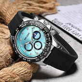 石英高级感时尚 2026新款 熊猫眼潮流男士 多功能计时运动学生手表男