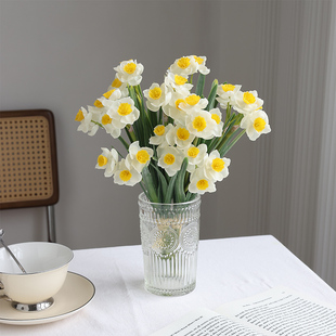 Ins仿真水仙花束客厅餐桌花假花软胶风信子装 饰摆件清新小花摄影
