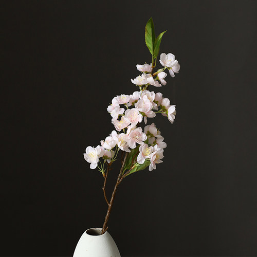 带叶桃花仿真花腊梅花假花摆件