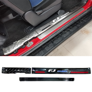 适用于丰田FJ酷路泽改装带灯门槛条不锈钢黑钛拉丝上下车迎宾踏板