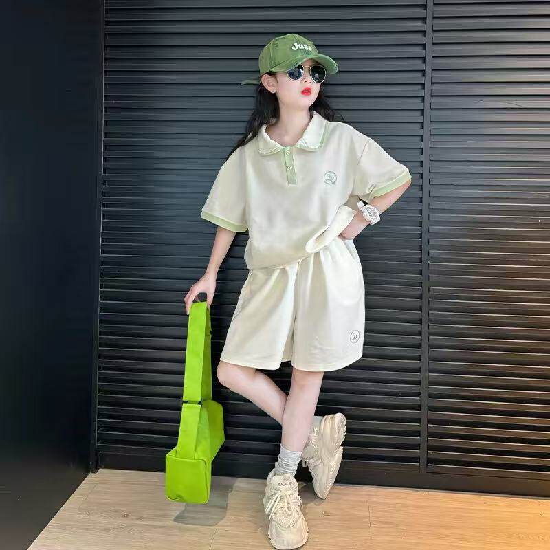 女童夏季套装2026新款童装网红儿童运动短裤洋气女孩大童短袖夏装
