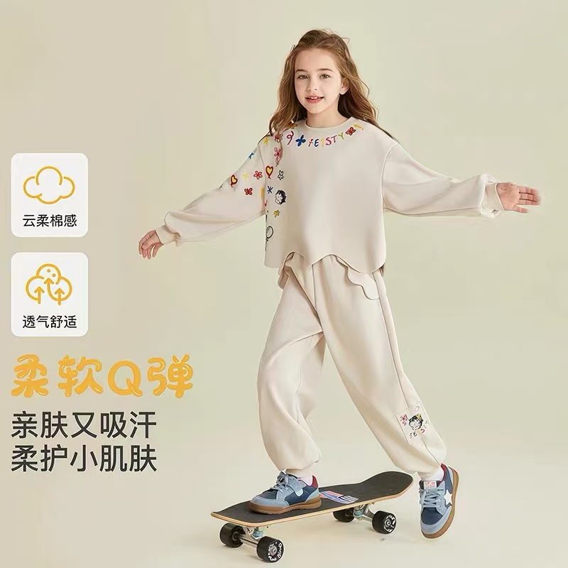女童卫衣套装2025新款儿童秋装中大童女孩秋季长袖网红洋气两件套