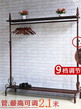 复古铁艺服装店展示架落地挂衣架高度升降伸缩架中岛架货架陈列架