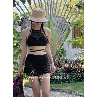 保守显瘦遮肚性感纯欲风度假装 韩国ins泳衣女2025新款 夏分体裙式