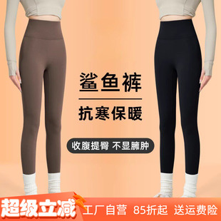 鲨鱼裤女外穿2025新款秋冬冬季加绒加厚紧身打底保暖棉裤瑜伽冬天