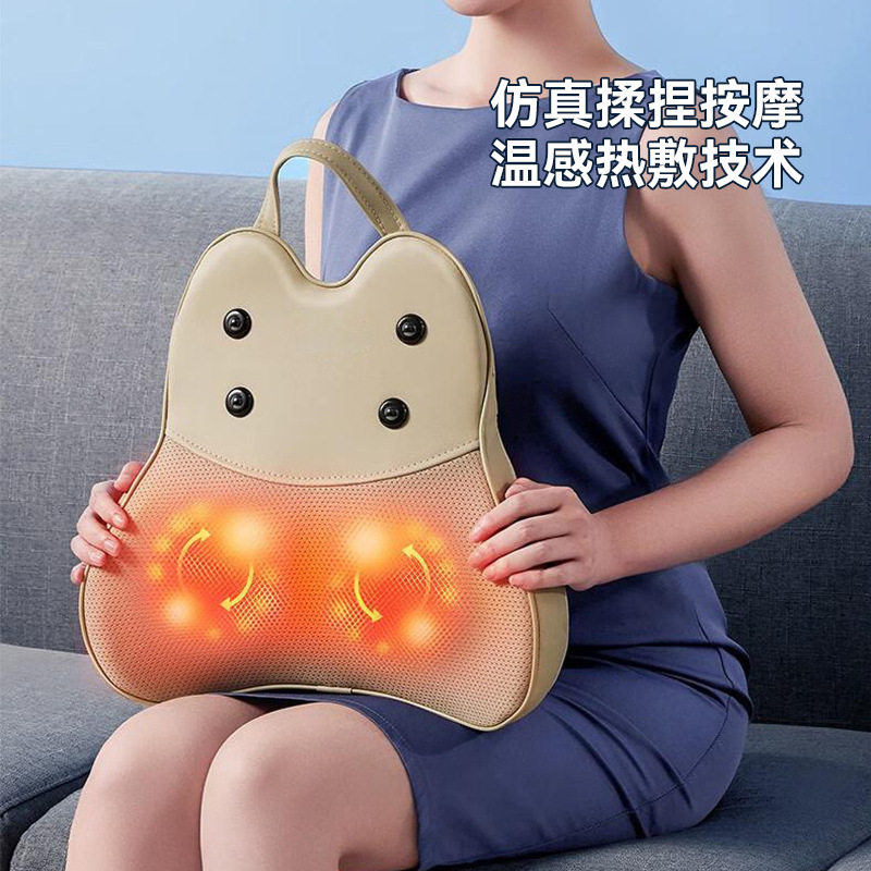 源头工厂多功能按摩靠垫腰椎颈椎按摩枕靠垫背部颈部热敷按摩仪