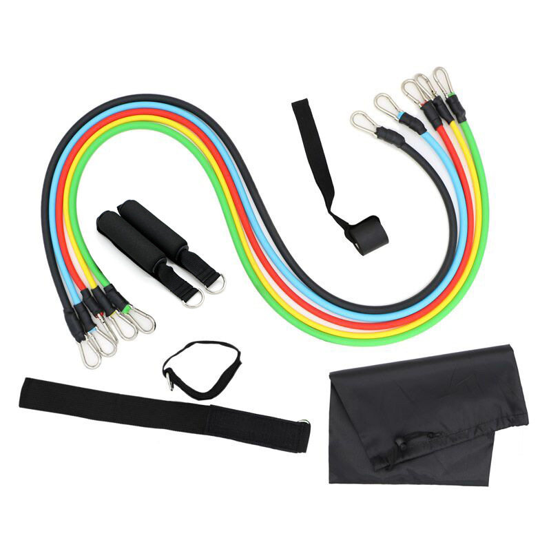 11件套多功能TPE臂力器拉力绳健身运动器材套装肌肉训练带弹力绳