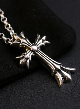 老银匠小号双层十字架朋克风吊坠