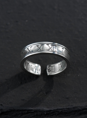 一休老银匠ins风罗马数字戒指