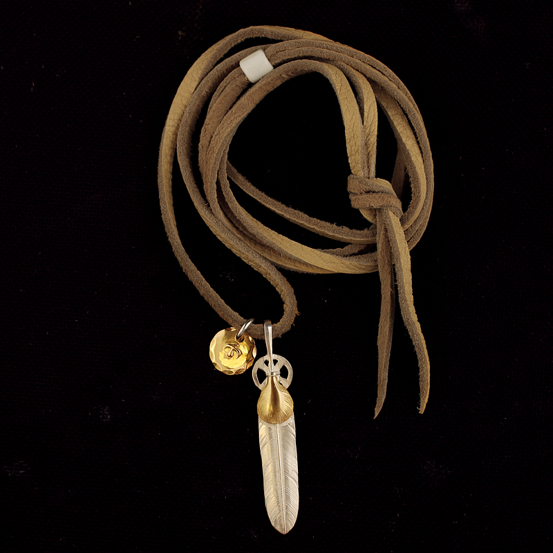 一休高桥吾郎925纯银鹿皮绳金饼