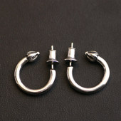 一休老银匠制作925纯银 耳环 男女款 十字花 鱼钩圆环耳钉潮流朋克