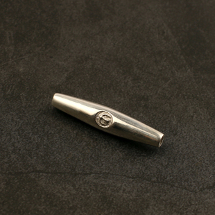 一休老银匠手工KEN KIKUCHI菊地健鹰戳牛骨珠项链吊坠配件实心银