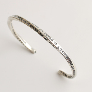 一休制作925纯银扭曲披头士let it be 字母信仰手镯 男女款手环