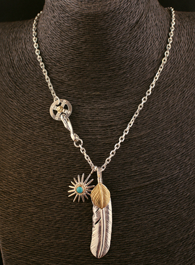 一休高桥吾郎 ikkyu goros 纯银上铜羽毛细角项链吊坠