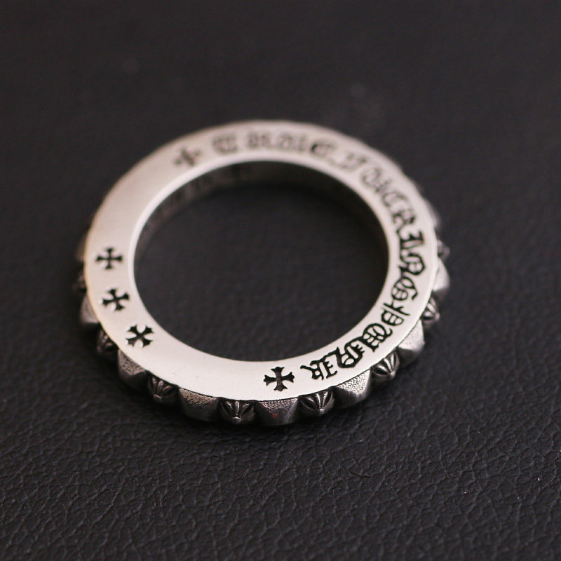 一休老银匠制作925纯银 齿轮 柳钉 潮流 朋克男女款情侣戒指尾戒