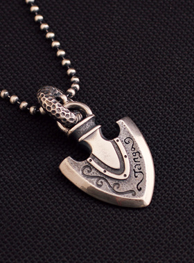 一休老银匠手工 Jango长矛吊坠项链s925纯银男潮复古匠人银饰