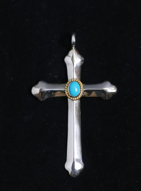 一休老银匠一休高桥吾郎 goro s 925纯十字架镶天然美松 项链吊坠