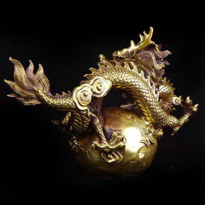 铜祥龙盛世摆件 生肖龙工艺品 盛世祥龙 地球龙