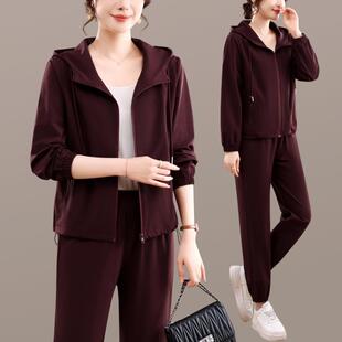春套秋装运套装两动件套时尚休1074669闲跑女步服显瘦卫衣长裤整