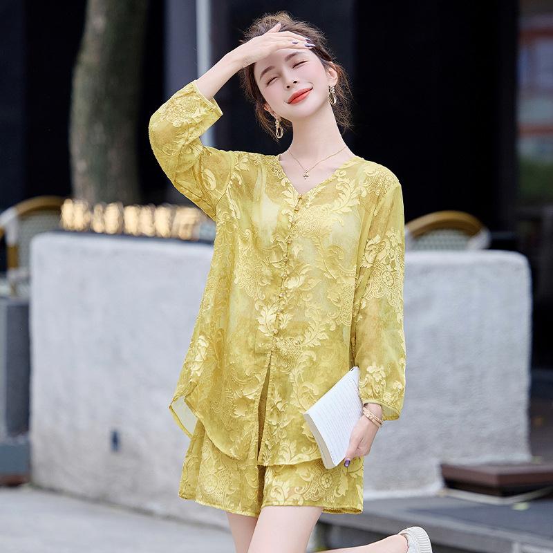 设装计新中式国风套女年夏季新款时衬尚感高级ZMAN8251感衫短裤两