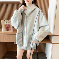 This large-sized, zippered, thin hoodie is a new Korean-style loose, versatile and laid-back cardigan for both men and women thumbnail 2