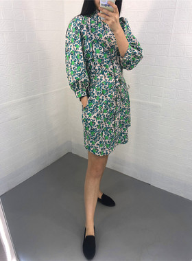 米蔻百家好春秋夏新款韩版细带收腰中长款女式连衣裙HUOP321G