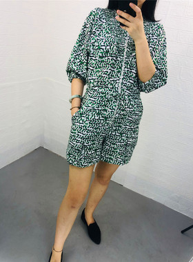 米蔻百家好春秋夏季新款韩版中袖V领女式连体短裤HUOP521B